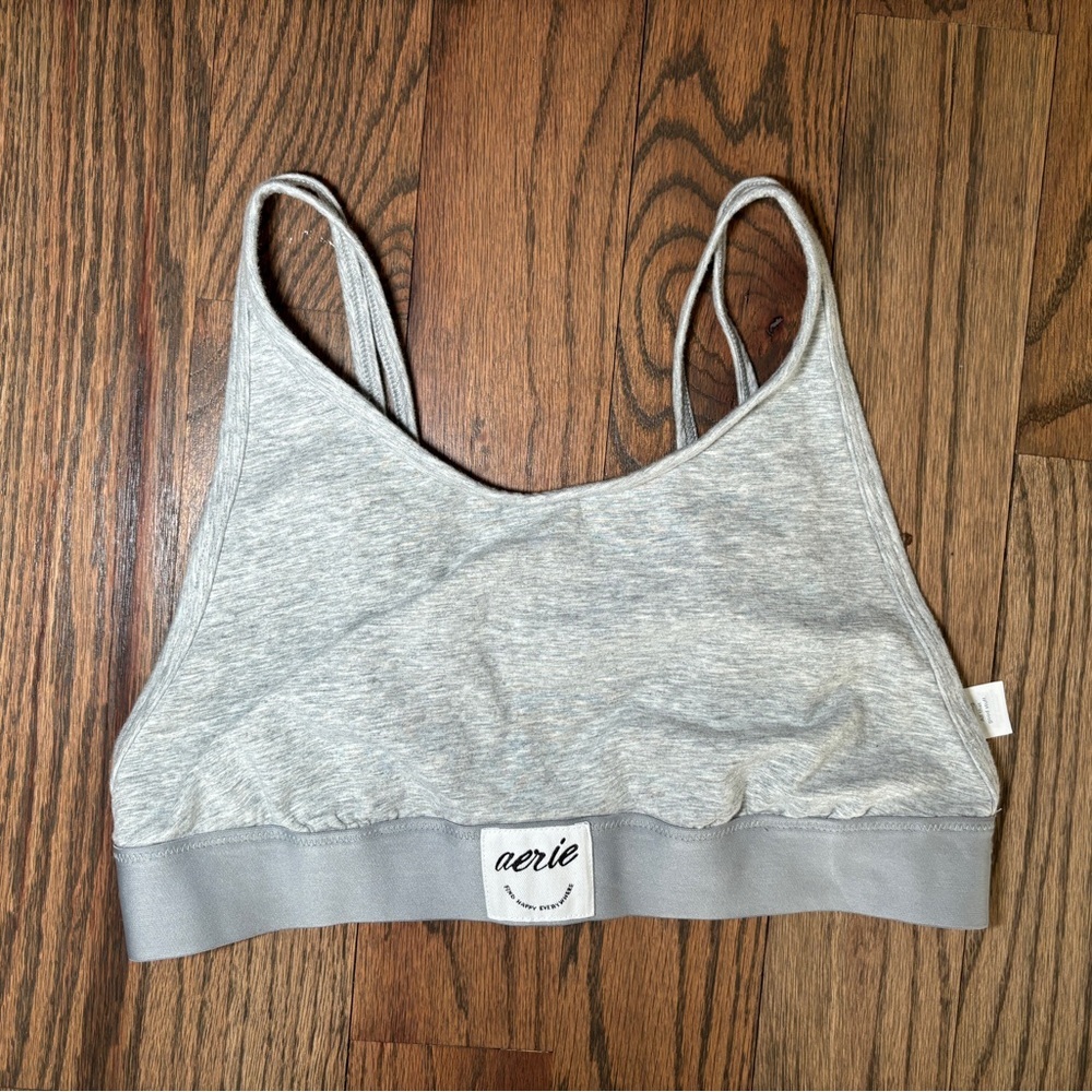 Aerie Offline Gray Women's High Neck Cotton Blend Bralette Size‎ Large